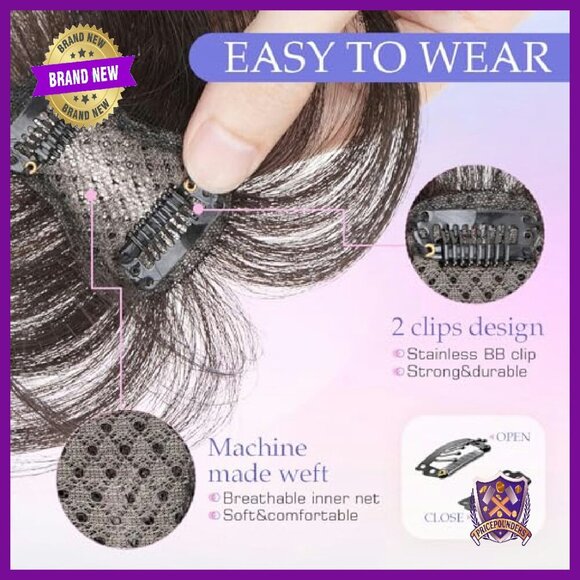 Human Hair Clip On Bangs 8 Inch 360 Coverage Topper For Thinning Hair main image 7